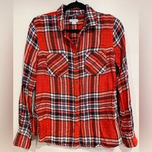Merona Women's Plaid Button-Down Red & Blue  Flannel Y2K Size Small